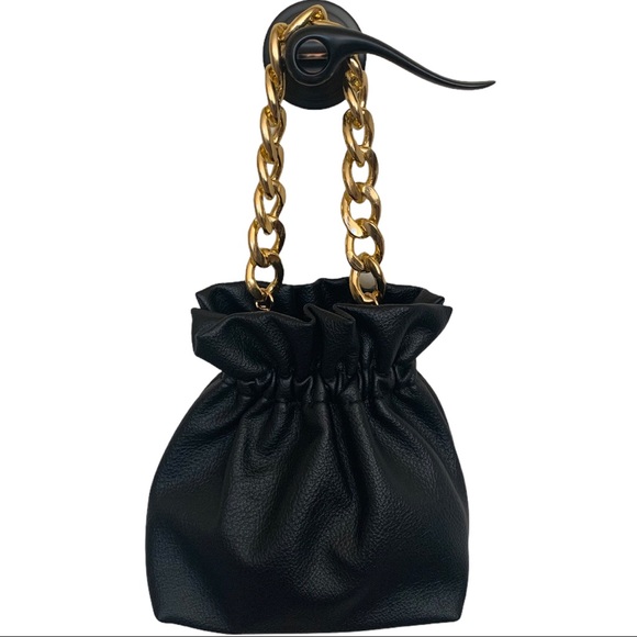 Alessia Handbags - Alessia Black Handbag and Shoulder Bag / Crossbody with Gold Chains